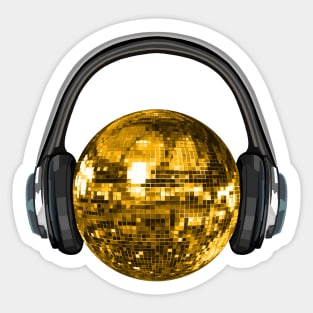 Gold Disco Ball with Headphones Sticker